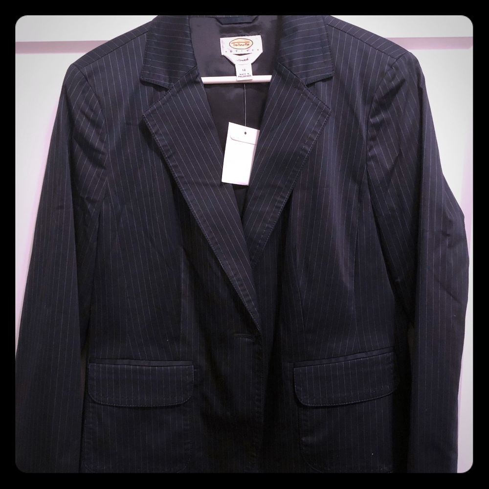Navy pinstriped blazer Talbots petite 14